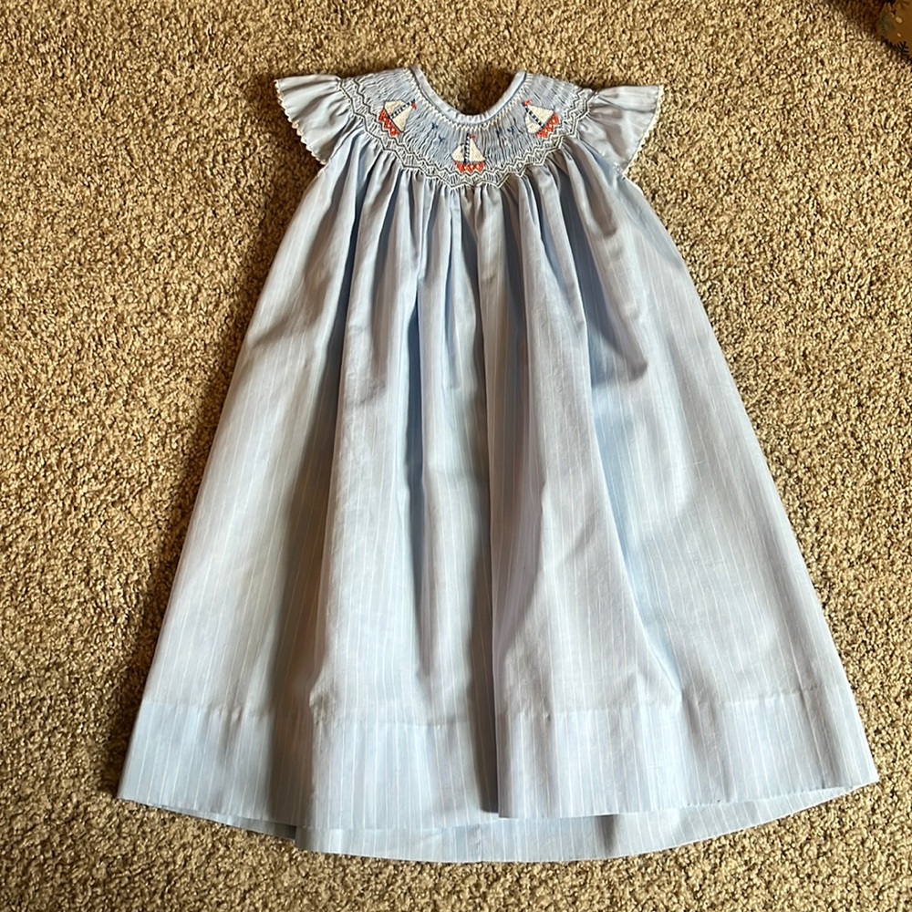 Smocked sailboats dress Size 3